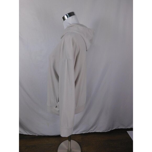 Avia Medium Beige Ribbed Pullover Hoodie Crossover Hood Witchcore - Picture 2 of 12